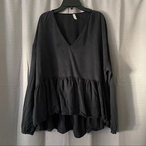 Zara TRF Collection Peplum Long Sleeve Work Blouse